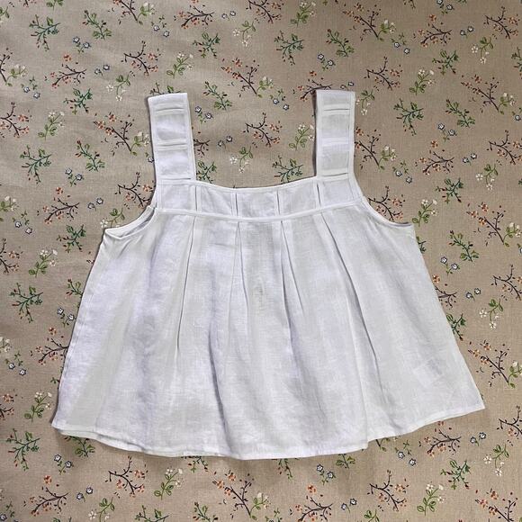 Madewell Embroidered A-Line Top 100% Linen White Flowy Lightweight Size Small - Picture 3 of 8